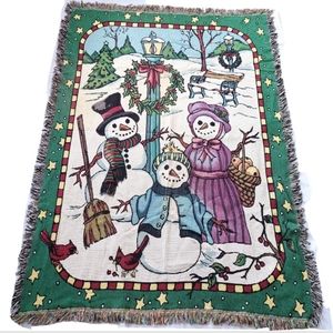 Snowman Family Christmas Throw 68 x 48  Graphis Couch Blanket Holiday Decor